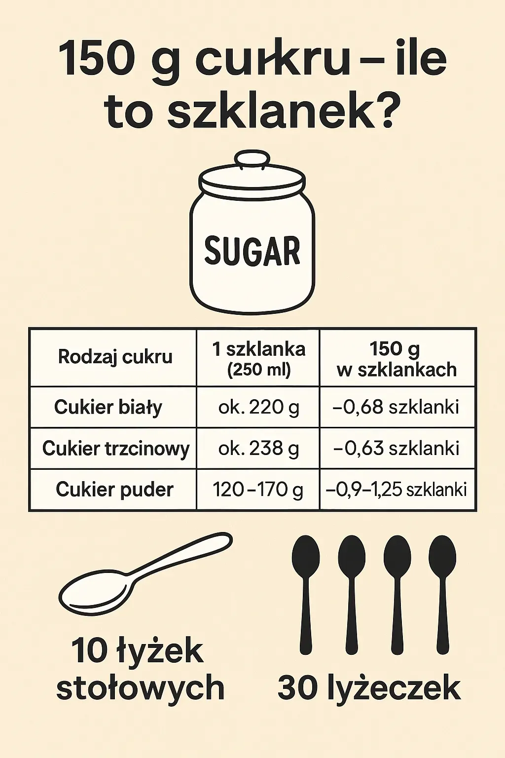 150 g cukru ile to szklanek